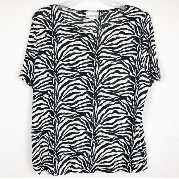 Tape Measure Vintage Zebra Print Short Sleeve Blouse Size XL - Picture 1 of 5